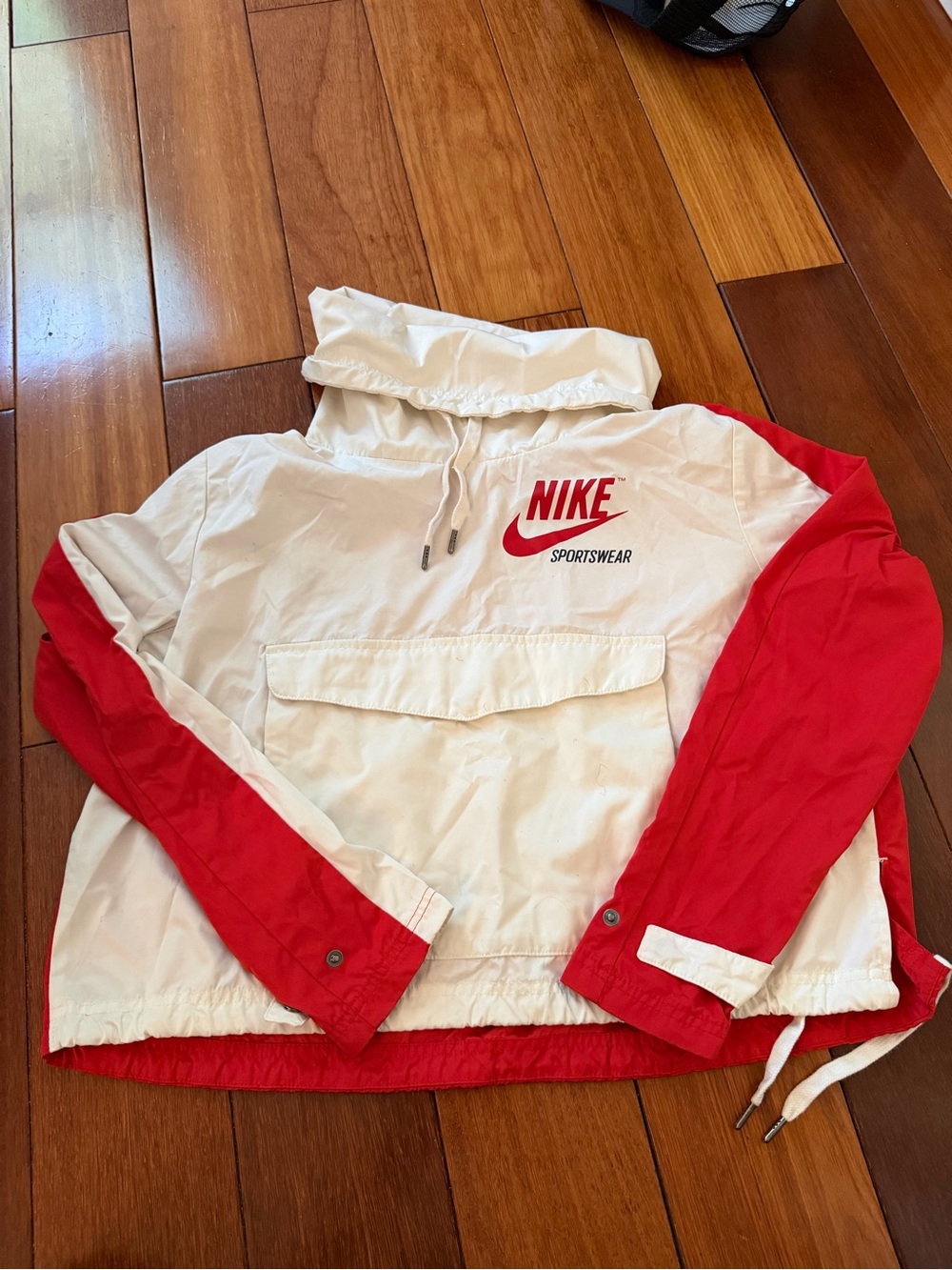 Nike White Jacket with Red Logo Tag